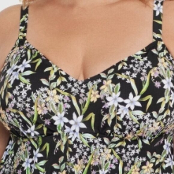 NWT! Swim Solutions Multi Color Floral Ruffle Slimming One Piece Swimsuit NEW! - Picture 2 of 2